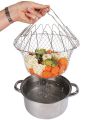 Multi-Function Stainless Steel Foldable Fry Basket  Chef Basket Poaching Boiling Deep Frying Basket Fruit Vegetable Rinsing Washing Cook Tool. 