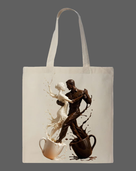 Aesthetic Dance Art Printed Tote Bag – Eco-Friendly Cotton Shoulder Bag  -White, Black
