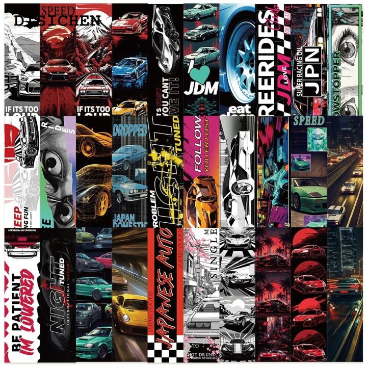 DISICHEN High Quality 30pcs Japan JDM Racing Car Cartoon Stickers Cool ...