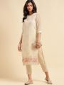 Kiva Chanderi Embroidered Calf Length Straight Kurtha Suruwal for Women. 