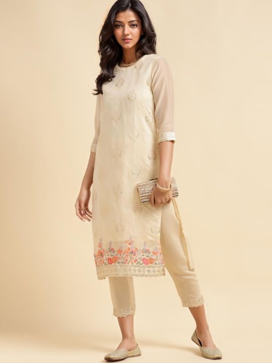 Kiva%20Chanderi%20Embroidered%20Calf%20Length%20Straight%20Kurtha%20Suruwal%20for%20Women%20-%20Image%205