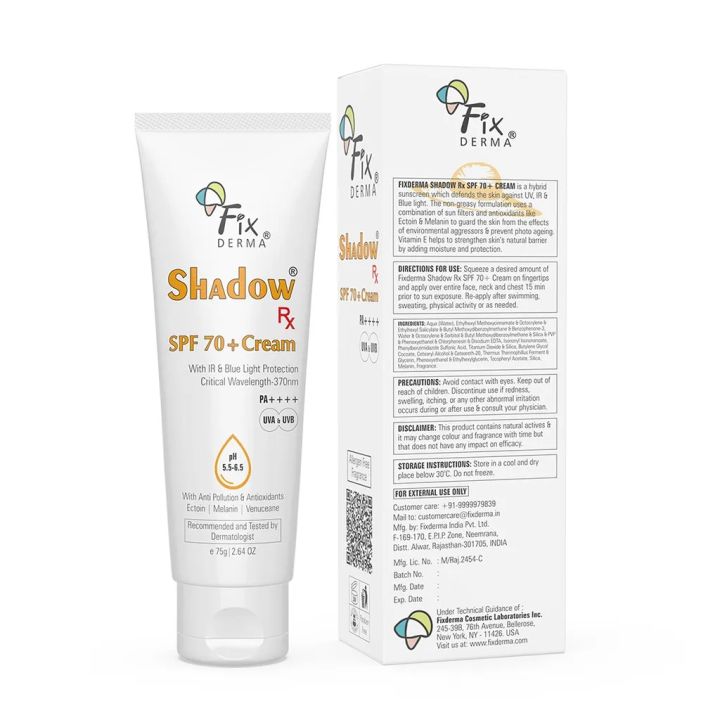 Fix Derma Shadow RX SPF 70+ Cream | With IR & Blue Light Protection ...