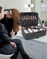 Cosmetic Bag, Portable Travel Makeup Case, Large Professional Makeup Brush Makeup Supplies Storage Box, Black. 