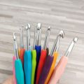 Crochet Hook Knitting Needle Set. 1 Piece. Multicolored Rubber Handle Aluminum Body. 2 MM TO 10 MM. 