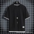 Waffle short sleeve t-shirt men's casual sportswear wholesale summer loose two-piece half-sleeved t-shirt two-piece set. 