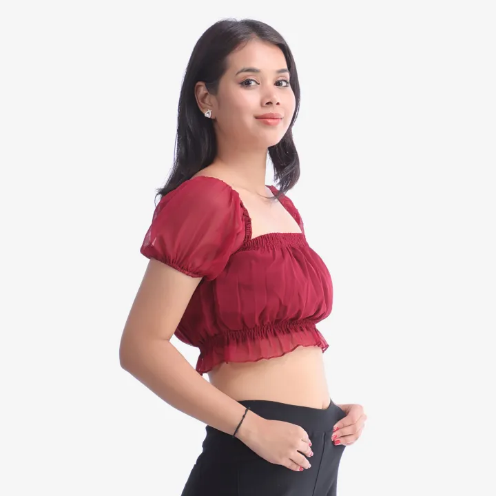 Maroon%20Colored%20Chiffon%20Summer%20Crop%20Top%20/%20Tshirt%20For%20Women%20-%20Multisize%20%7C%20Fashion%20%7C%20Summer%20Tops%20For%20Women%20-%20Image%204