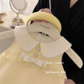 Salty Lemon Seven Baby Doll Collar Yellow Baby Girl Xiaoxiang Sleeveless Sundress 2024 New Summer Dress Trend. 