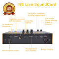 N8 Professional Recording Soundcard PC Mobile Phone Live Broadcast Sound Card Mixer Set Support 48V Mic PhPodcast Equipment. 