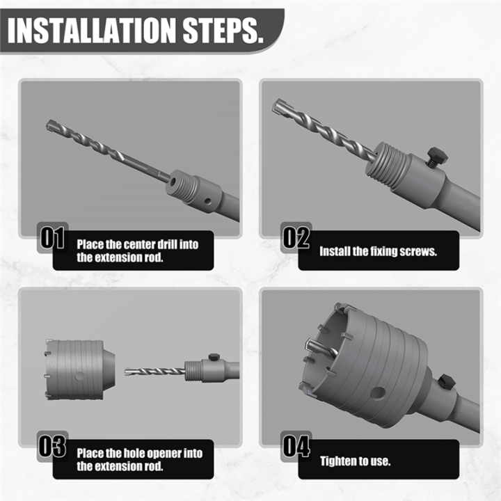 ARELENE%20SDS%20Plus%20Hammer%20Drills%20Wall%20Hole%20Saw%20Drill%20Bit%20Set%20Cutter%20Tools%20with%20Round%20Shaft%20Concrete%20Cement%20Stone%20Hole%20Opener,45mm%20-%20Image%204