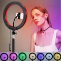 26cm RGB LED Ring Light/Tiktok Light With 7 Ft Tripod Stand Dimmable Light Mobile Holder and Multiple Color for Videography, Photography. 