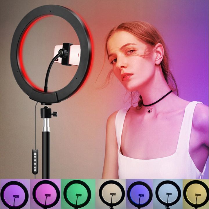 26cm%20RGB%20LED%20Ring%20Light/Tiktok%20Light%20With%207%20Ft%20Tripod%20Stand%20Dimmable%20Light%20Mobile%20Holder%20and%20Multiple%20Color%20for%20Videography,%20Photography%20-%20Image%203