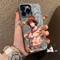 Trendy Brand One Piece Cool Luffy Ace Painting Case Compatible for IPhone 7Plus 13 14 15 12 11 Pro Max XR X XS Max 8 14 15 7 Plus SE Cartoon Couples Luxury Plating Metal Lens Cover. 