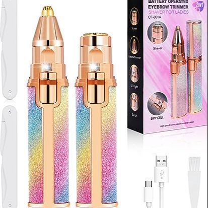 Rechargeable 2 in 1 Facial Epilator for Sensitive Skin, Portable Precision Epilator for Women and Men with LED Light