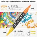 Durable 24/48/72/96 Colors Flash Marker Pen Two-color Double-headed Fluorescent Pen Bold Pearlescent Student Painting Pen for Stone Painting Card Making Scrapbooking. 
