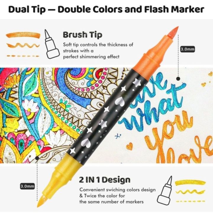 Durable%2024/48/72/96%20Colors%20Flash%20Marker%20Pen%20Two-color%20Double-headed%20Fluorescent%20Pen%20Bold%20Pearlescent%20Student%20Painting%20Pen%20for%20Stone%20Painting%20Card%20Making%20Scrapbooking%20-%20Image%207