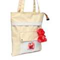 Beige Color Canvas Cotton Printed Tote Bag For Women. 