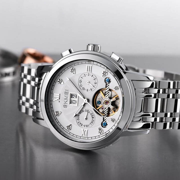 Skmei%20M029%20Men's%20Mechanical%20Creative%20Dial%20Automatic%20Day%20Date%20Display%20Luminous%20Stainless%20Steel%20Watch%20-%20Silver%20-%20Image%204