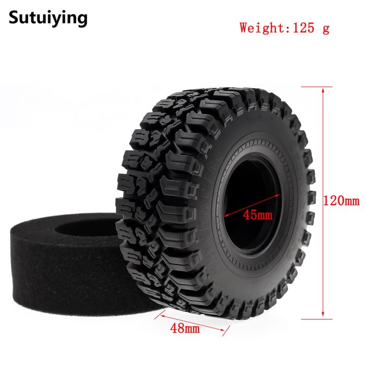 Sutuiying 1.9 Crawler Tires 1/10 RC Soft Rubber Mud Tyres 118mm With Foam Insert Fashion For RC Crawler Car Traxxas TRX4 Axial SCX10 SCX10 II RC4W