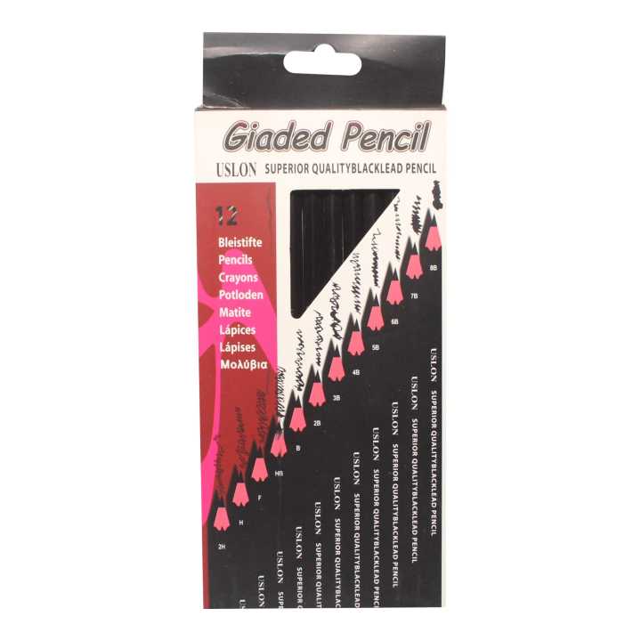 Giaded Pencils Black 12 Pcs Set