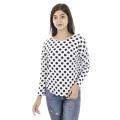 Attire Nepal Polka Dot Full Sleeves White Tops (FT-26). 