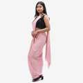 Pink Color Silk Embroidered Fix Saree With Black Blouse Set For Women. 