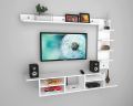 KAMAKHYA DECOR TV Entertainment Unit, TV Cabinet with Wall Shelves, Wall Mounted TV Unit, TV Cabinet with Shelf (White) - Ideal for Up To 52". 