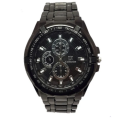 IIK Collection Big Size Full Black Watch For Men - Black | Black Round Dial Stainless Steel Casual Watch For Men. 