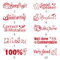Student English Scrapbooking Stamper Photosensitive Chapter Cartoon Stamps Kids Seal Commentary Stamp Reward Seal Encouragement Teaching stamp. 