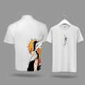Men's Bleach Ichigo Hollow Mask Printed T-Shirt | Anime Graphic White. 