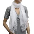 NAMUNY 2 Pcs Woman Scarves Chiffon Lace Scarf Wrap Scarf Black & White. 
