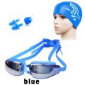 ARELENE 2X Swimming Cap 3 in 1 Goggles + Swimming Cap + Nose Clip Earplug Combination Kit Waterproof Unisex Swimming Cap-Silver. 