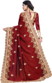 Red/Beige Embroided Silk Blend Bollywood Saree For Women | Traditional Saree For Women | Saree For Women. 