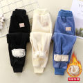 Children's sports pants new boys and girls baby cashmere pants autumn and winter wear thick casual warm pants. 
