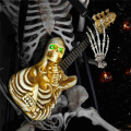 (GGBR) Lighted Rockin' Skeleton Guitar with Sound Halloween Decoration Halloween Skull Electric Guitar Pendant Props. 