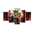 5 Piece Panels Wall Hang Love Radha Krishna 22x40 Canvas Art Print With Wooden Frame by Suva Trades. 