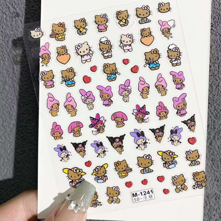 Pink%20Skirt%20KT%20Hello%20Kitty%20Cartoon%203D%20Relief%20Ins%20Style%20Girly%20Adhesive%20Nail%20Decals%20Cup%20Stickers%20-%20Image%208