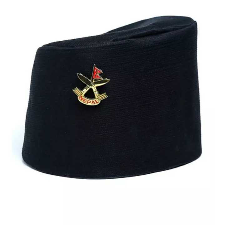Bhadgaunle%20Topi/%20Kalo%20Dhaka%20Topi%20With%20Khukuri%20Cross%20Flag%20Lapel%20Pin%20For%20Men%20-%20Image%204