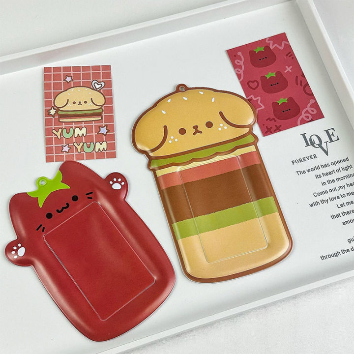 3 Inch Cute Photocard Holder Kpop Photo Card Organizer Idol Photo Albums Keychain Bag Hanging Pendant Student Stationery Queena