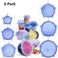 6Pcs/Set Perfect Seal Silicone Super Stretch Lids | Eco Friendly & Food Safe Material Silicone Mulitpurpose Lid. 