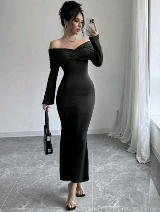 Off%20Shoulder%20Full%20Sleeve%20Long%20Dress%20For%20Women%20-%20Image%202