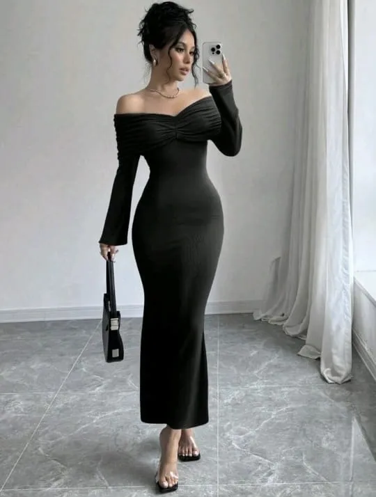 Off%20Shoulder%20Full%20Sleeve%20Long%20Dress%20For%20Women%20-%20Image%202
