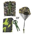 2-in-1 Hand Throwing Landing Parachute Flyer Soldier Flying Toy Figure Interactive Sports Toy Children Outdoor for Pla. 