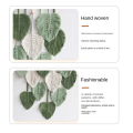 OUMERY 3X Leaf Macrame Wall Hanging Boho Room Home Decor Woven Aesthetic Wall Tapestry Home Room Wedding Decoration Green. 
