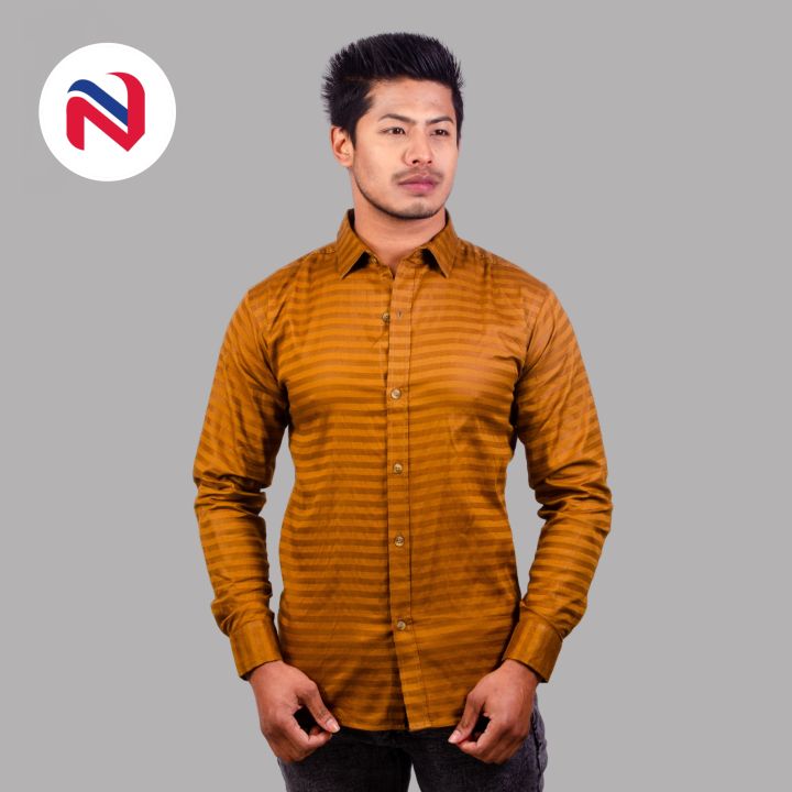 Nyptra Brown Full Sleeves Premium Striped Cotton Shirt For Men - Fashion | Shirts For Men | Casual Shirts | Men's Wear |