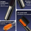 OUMERY Cordless Hair Straightener Hot Heating Comb Professional Electric Brush for Hair Smoothing Iron Negative Ion Hair Care B. 