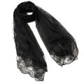 NAMUNY 2 Pcs Woman Scarves Chiffon Lace Scarf Wrap Scarf Black & White. 