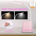 LED Desk Lamp with Pen Holder & Phone Stand, Desk Light, Pink. 