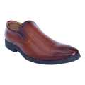 Brown Leather None Lace Pattern Design Black Horse  Formal Shoes For Men. 