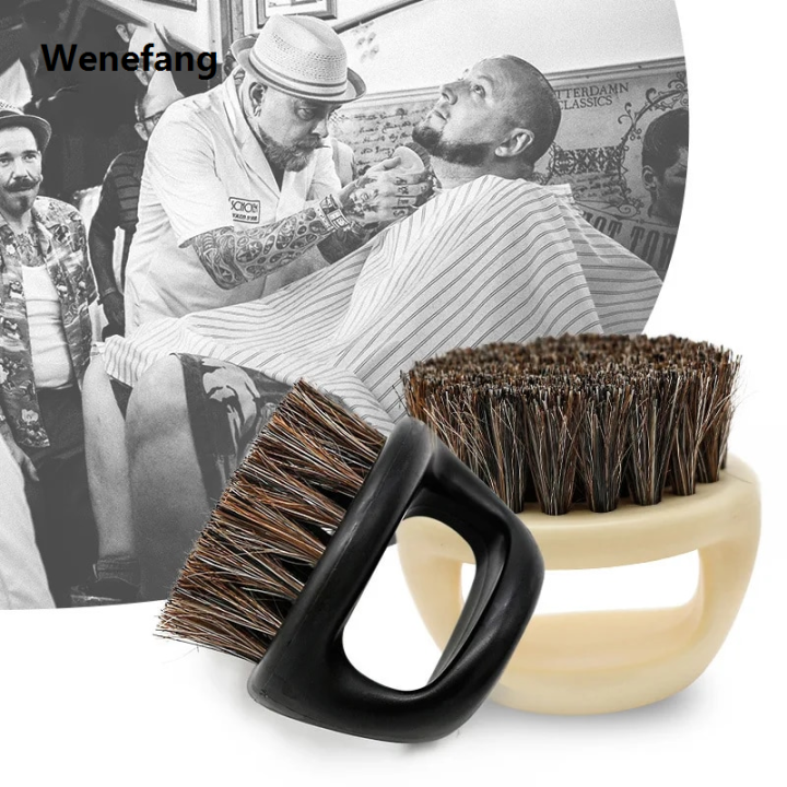 Wenefang Soft Horse Bristle Wooden Beard Brush Hairdresser Shaving Brush Comb Men Mustache Comb Kit Hair Combs Professional Styling Tools