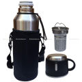 2 Liters Large Stainless Steel Vacuum Flask Thermos Water Bottle - Keeps Hot & Cold 18 Hours - With Steel Tea Infuser, Cup Lid & Carrying Pouch - Premium Travel Insulated Jug. 